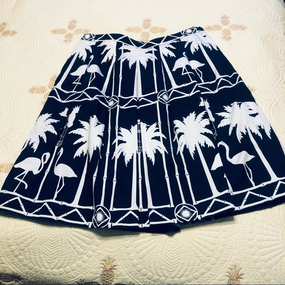TALBOTS Pleated Flamingo Skirt Navy White - Picture 3 of 8